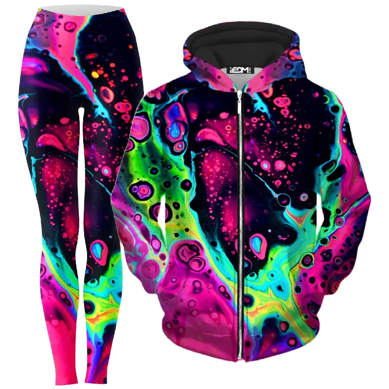 Heart Zip-Up Hoodie and Leggings Combo