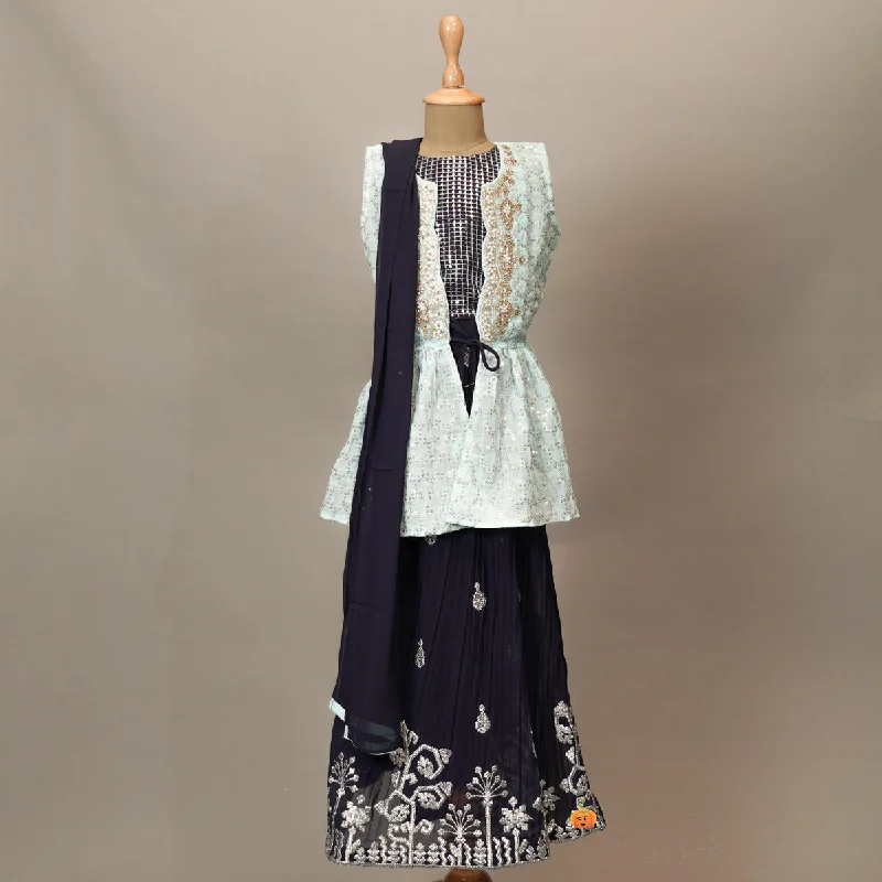 Navy Blue Girls Lehenga Choli