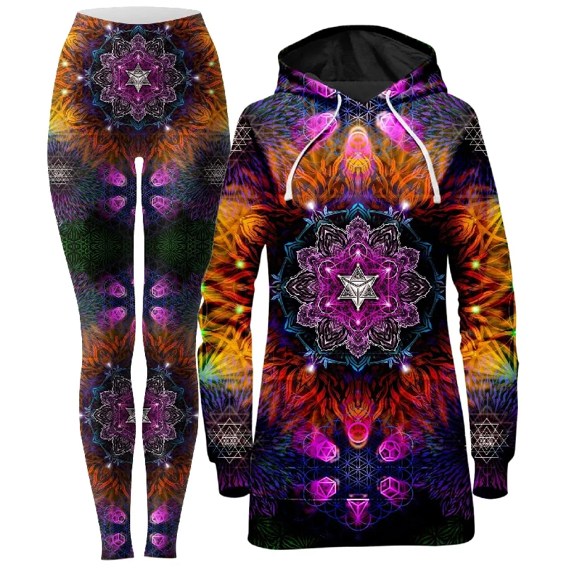 Geometric Vibes Hoodie Dress and Leggings Combo