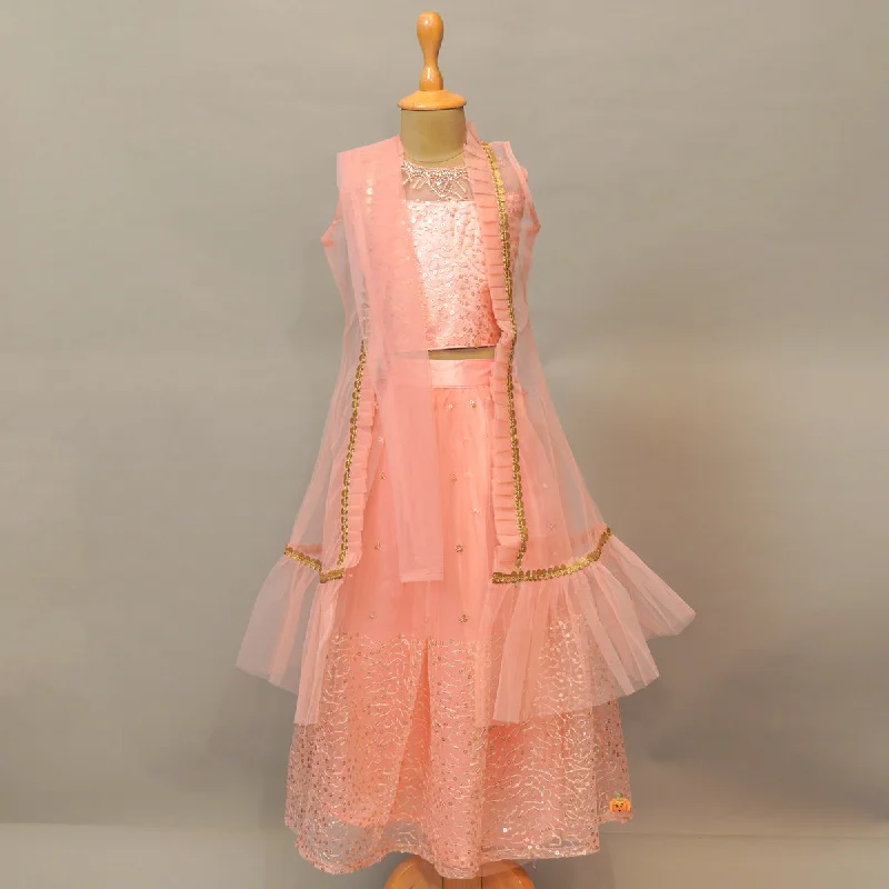 Peach Girls Lehenga Choli