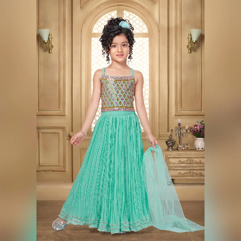 Sea Green Girls Lehenga Choli