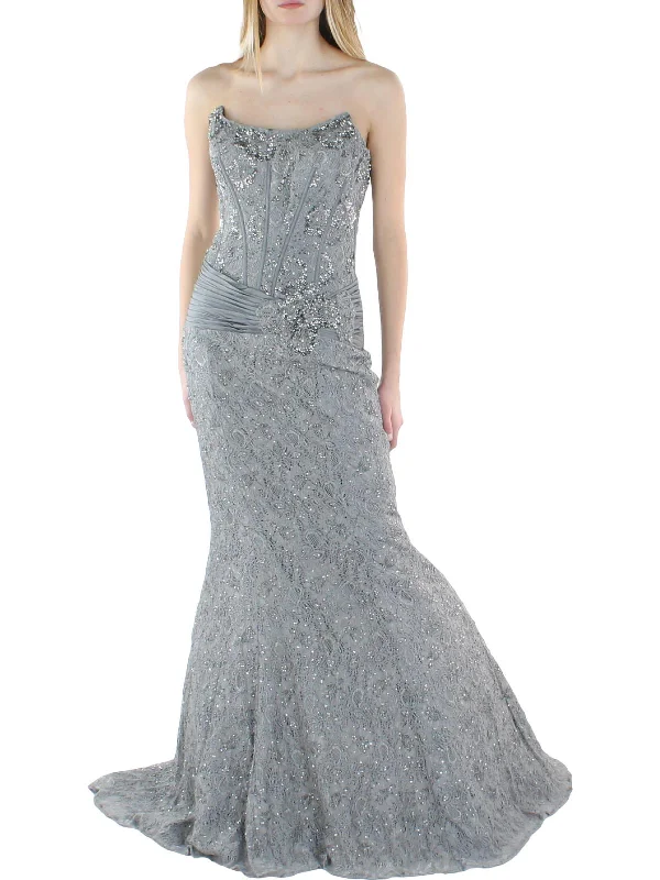 Womens Lace Maxi Evening Dress